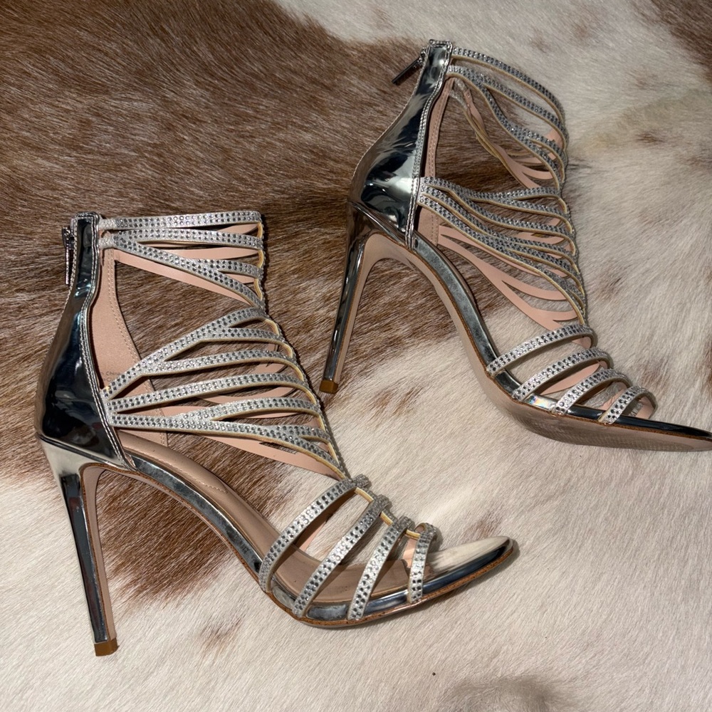 Aldo Silver Strappy High Heel Sandals
